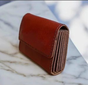 کیف جا کارتی چرمی گاوی عنابی